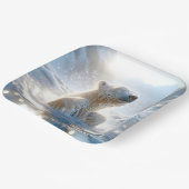 Polar Beer spatten in Arctisch water Papieren Bordje (Gebogen)