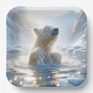 Polar Beer spatten in Arctisch water Papieren Bordje