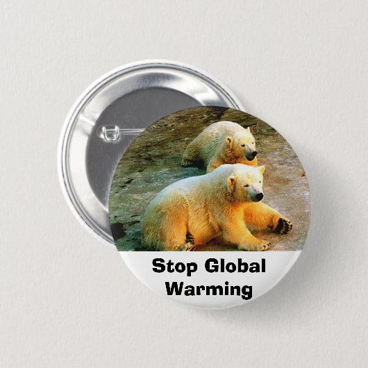 Polar Beer Stop Global Warming Button Pin (Voorkant /achterkant)