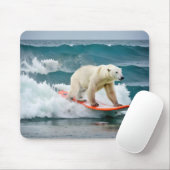 Polar Beer surfen op een surfplank Muismat (Met muis)