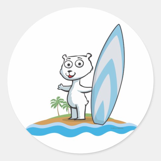 Polar Beer Surfer Ronde Sticker (Voorkant)