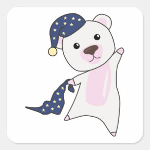 Polar Beer Teddy Bear Beer Sleepyhead Beer Vierkante Sticker