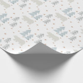 Polar Beer Tree Star Pattern White Wrapping Paper Cadeaupapier (Hoek)