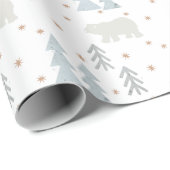 Polar Beer Tree Star Pattern White Wrapping Paper Cadeaupapier (Rol Hoek)