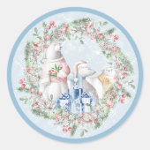 Polar Beer Trio Kerstkrans Ronde Sticker (Voorkant)