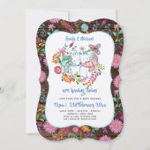 Polar Beer TWINS Baby shower nodigt folk Flowers u Kaart (Voorkant)