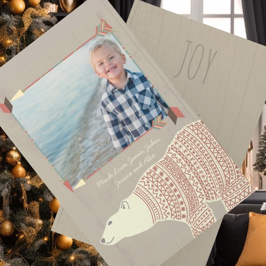 Polar Beer Uil Bos Kerstmis met Uw Foto Feestdagenkaart