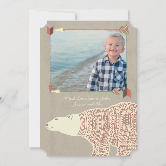 Polar Beer Uil Bos Kerstmis met Uw Foto Feestdagenkaart (Voorkant)