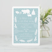 Polar Beer Vakantie Blauw Baby shower Uitnodiging (Staand voorkant)