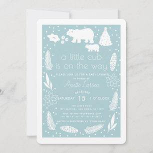 Polar Beer Vakantie Blauw Baby shower Uitnodiging