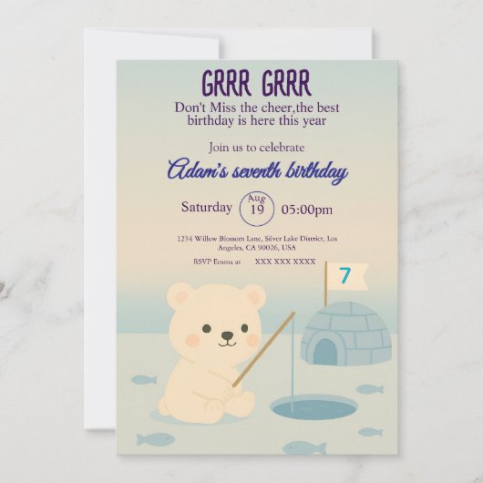 Polar Beer Verjaardag Uitnodiging Kaart (Voorkant)
