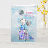 Polar Beer Verjaardagsballonnen Kaart (Gele Bloem)