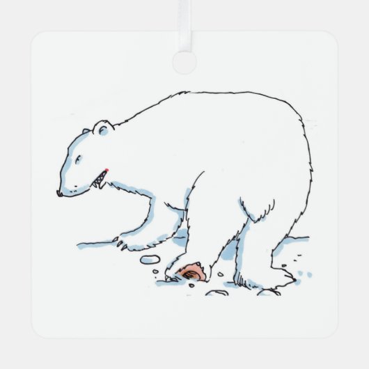 Polar Beer vierkant metalen ornament (Voorkant)