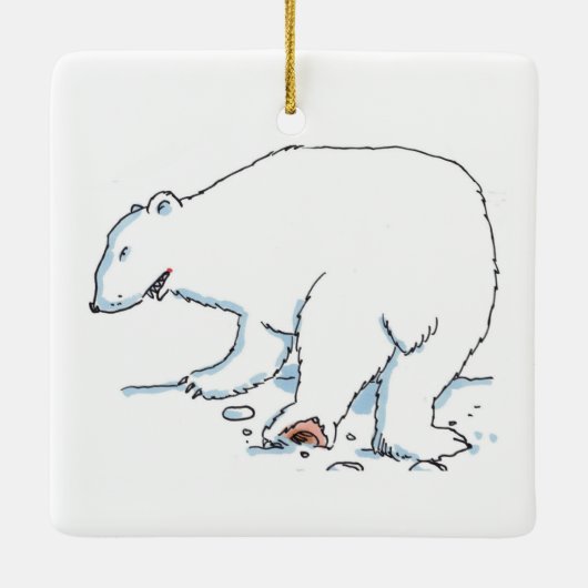 Polar Beer vierkante keramische ornament 2-zijdig (Achterkant)