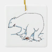 Polar Beer vierkante keramische ornament 2-zijdig (Voorkant)