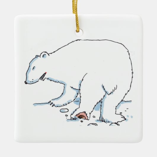 Polar Beer vierkante keramische ornament 2-zijdig (Voorkant)