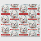 Polar Beer Voeg kindernaam Schattige kerstcadeau Cadeaupapier (Vlak)