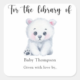 Polar beer - voor de bibliotheek van vierkante sticker