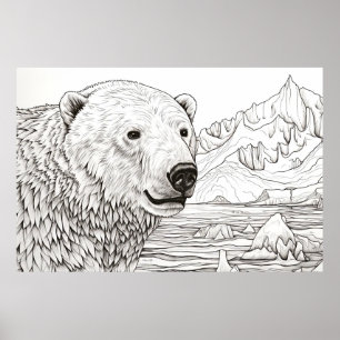 Polar Beer Vreedzame Natuur Prairie Schets Tekenin Poster