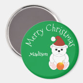 Polar beer Vrolijk Kerstgroen Aangepaste naam Magneet (Voorkant / Achterkant)