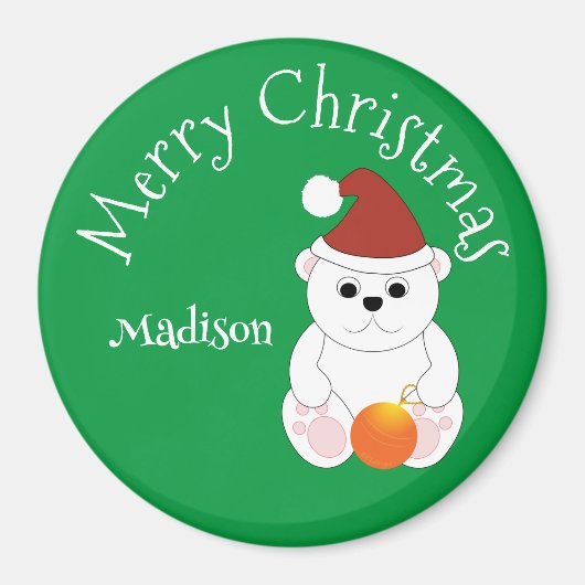 Polar beer Vrolijk Kerstgroen Aangepaste naam Magneet (Voorkant)