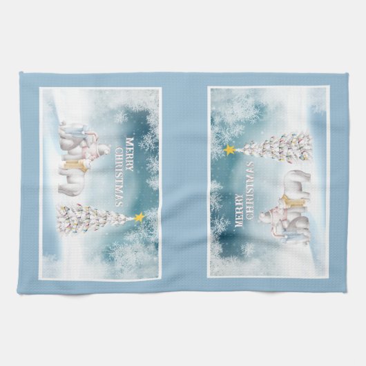 Polar Beer Vrolijk kerstkeukenhanddoek Theedoek (Horizontaal)