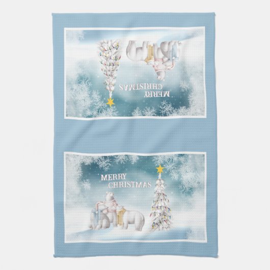 Polar Beer Vrolijk kerstkeukenhanddoek Theedoek (Verticaal)