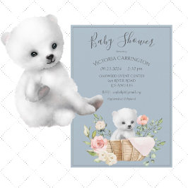 Polar Beer Waterverf Blue Baby shower Invitation Kaart