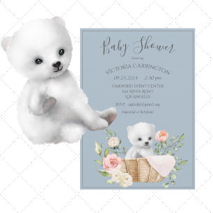 Polar Beer Waterverf Blue Baby shower Invitation Kaart