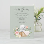 Polar Beer Waterverf Sage Green Baby shower Kaart (Staand voorkant)