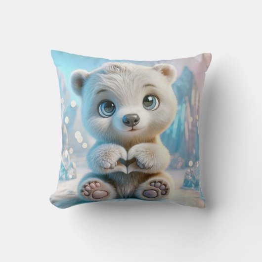 Polar Beer welp met hart Kussen (Voorkant)