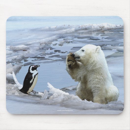 Polar Beer welp & pinguïn beste vrienden Mousepad Muismat (Voorkant)