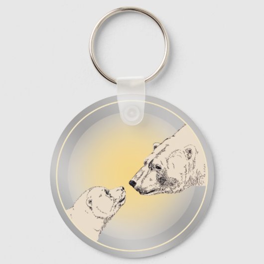 Polar Beer & Welp Sleutelhanger Wildlife Kunst Can (Voorkant)
