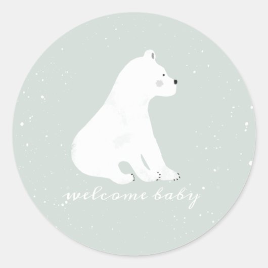 Polar Beer welp wintersneeuw blauw Baby shower Ronde Sticker (Voorkant)