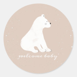 Polar Beer welp wintersneeuw roze Baby shower Ronde Sticker