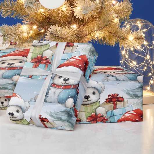 Polar beer welpen vieren kerstcadeaus cadeaupapier (Feestdagen)