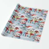 Polar beer welpen vieren kerstcadeaus cadeaupapier (Uitgerold)