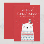 Polar Beer Wenskaart in het Rood Feestdagenkaart (Voorkant / Achterkant)