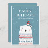 Polar Beer Wenskaart in Teal Feestdagenkaart (Voorkant / Achterkant)