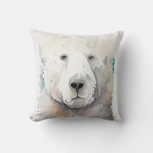 Polar Beer Wilde Dieren Natuur Waterverf Art Kussen