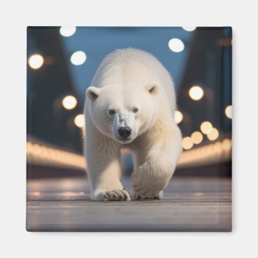 Polar Beer Wildlife Dier Op Straat Magneet (Voorkant)