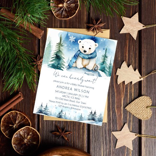 Polar beer winter baby shower budget uitnodiging