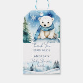 Polar beer winter baby shower dank u gunst cadeaulabel (Voorkant)
