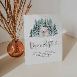 Polar Beer Winter Baby shower Diaper Raffle Reclamebord Met Voetstuk