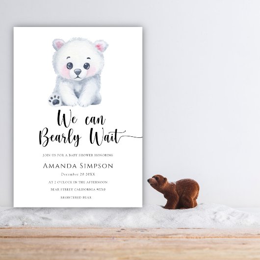 Polar beer Winter Baby shower Invitation Kaart