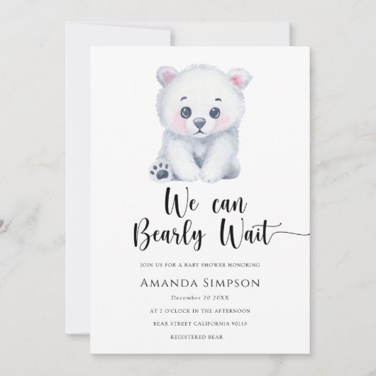Polar beer Winter Baby shower Invitation Kaart (Voorkant)