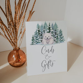 Polar Beer Winter Baby shower Kaarten en geschenke Reclamebord Met Voetstuk