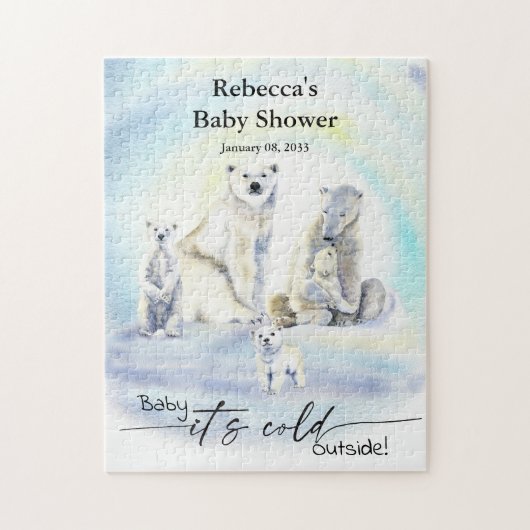 Polar Beer Winter Baby shower Koud buiten Legpuzzel (Verticaal)