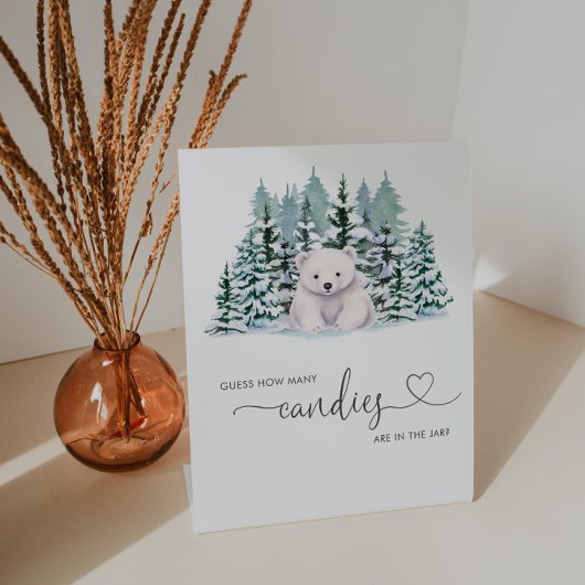 Polar Beer Winter Baby shower Raad hoeveel spel Reclamebord Met Voetstuk