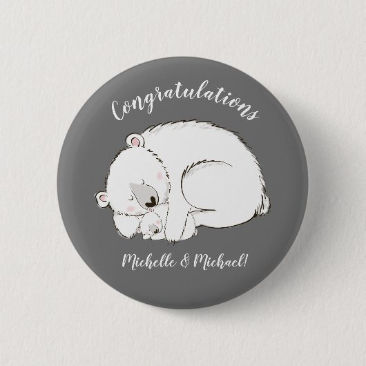 Polar Beer Winter Baby shower Ronde Button 5,7 Cm (Voorkant)